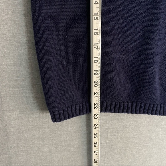 Eddie Bauer Sweater Quarter Zip Womens Large Cream / Navy Blue Heavy Knit - Picture 6 of 6